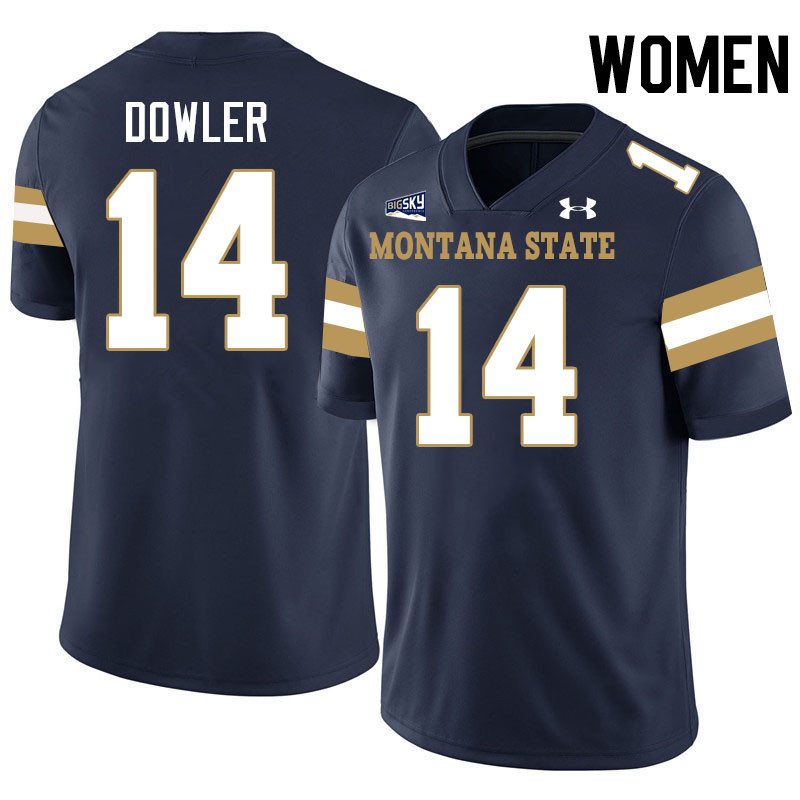 Women #14 Taco Dowler Montana State Bobcats Jerseys Football Stitched-Navy